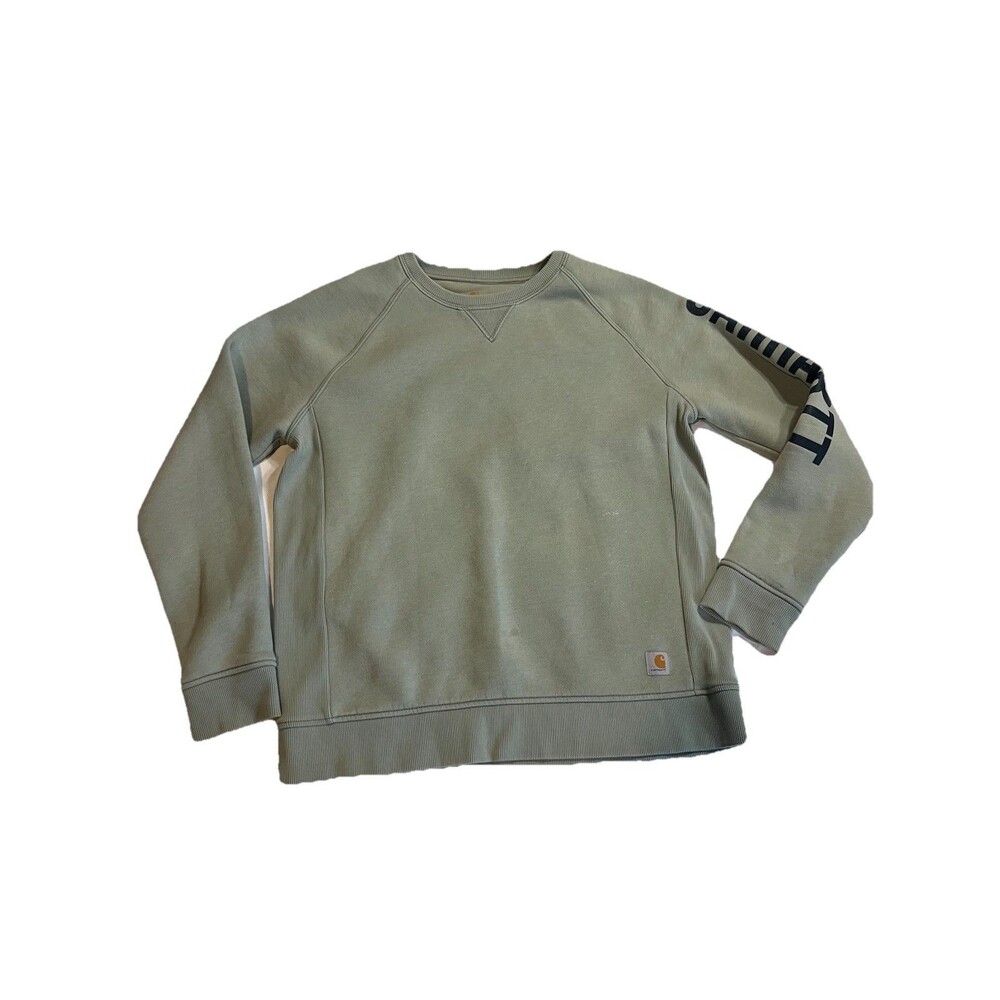 Carhartt Sweatshirt Womens XL Sage Green Relaxed Fit Embossed Arm Logo